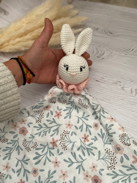 Doudou lapine fleurs